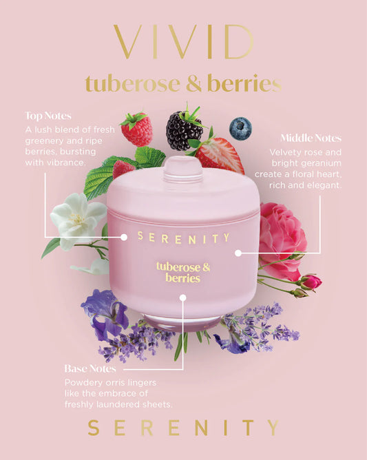 Serenity Vivid Tuberose & Berries Candle 230g