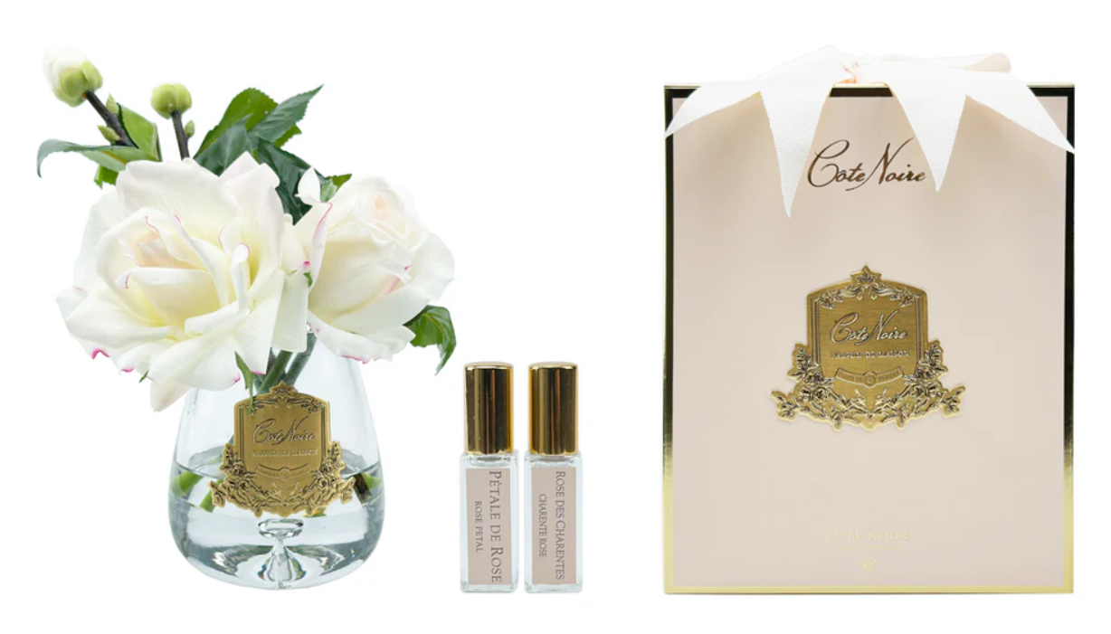 Cote Noire Tea Rose Blush in Clear Glass with Gold Badge