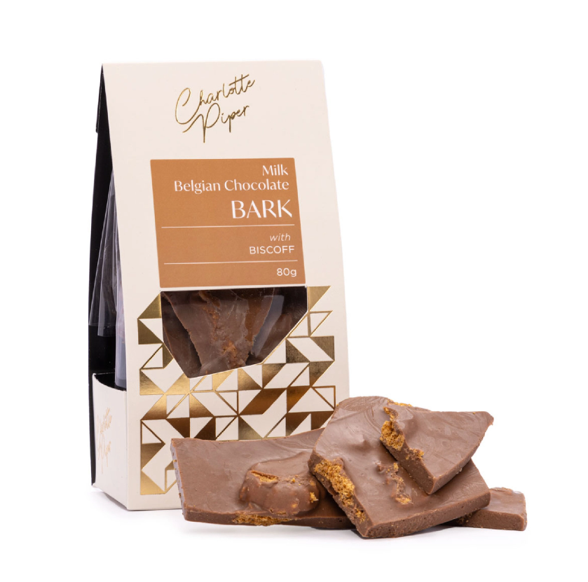 Charlotte Piper Milk Chocolate - with Biscoff bark 80g