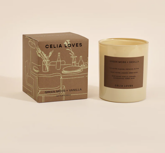 Celia Loves - Green Moss + Vanilla Candle 395g