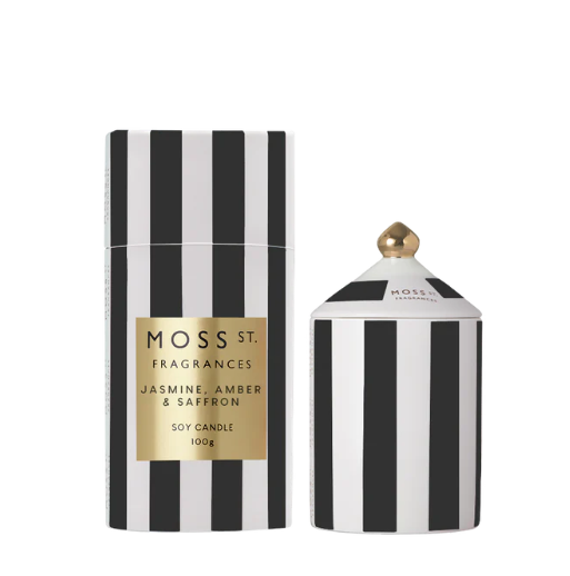Moss St Jasmine, Amber & Saffron Ceramic Candle 100g