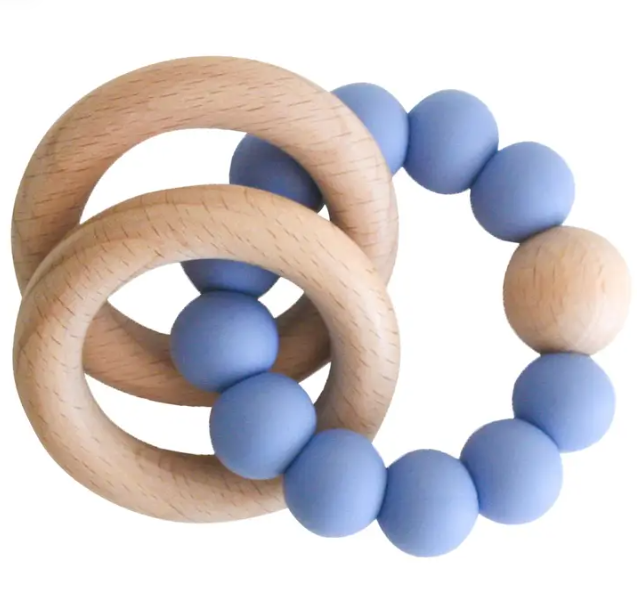 Alimrose - Beechwood Teether Ring Set - Blue