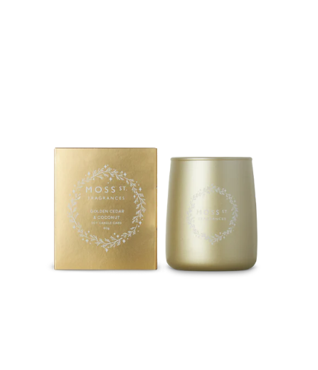 Moss St Golden Cedar & Coconut Mini Candle Card 80g