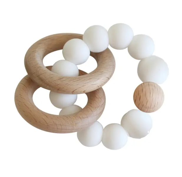 Alimrose - Beechwood Teether Ring Set - White
