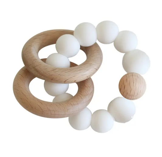 Alimrose - Beechwood Teether Ring Set - White