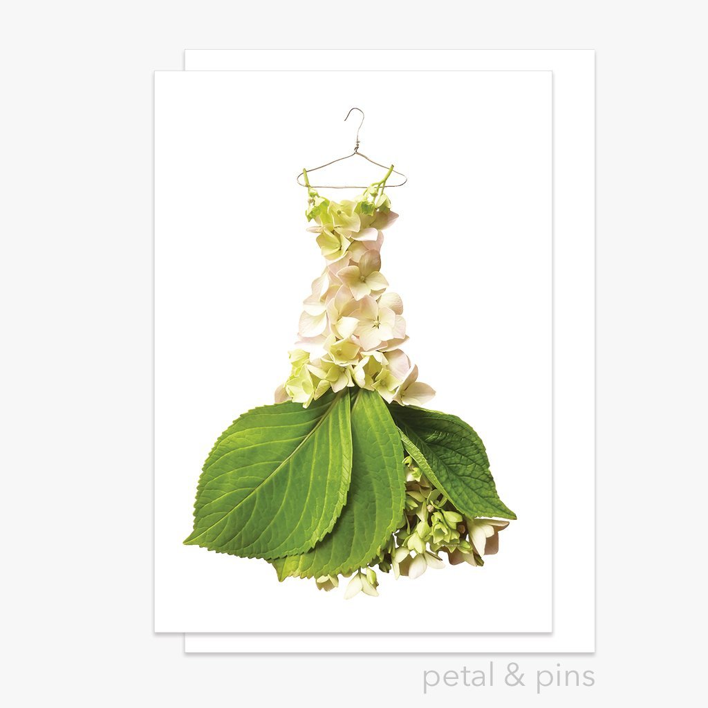 Cream Hydrangea Dress greeting card