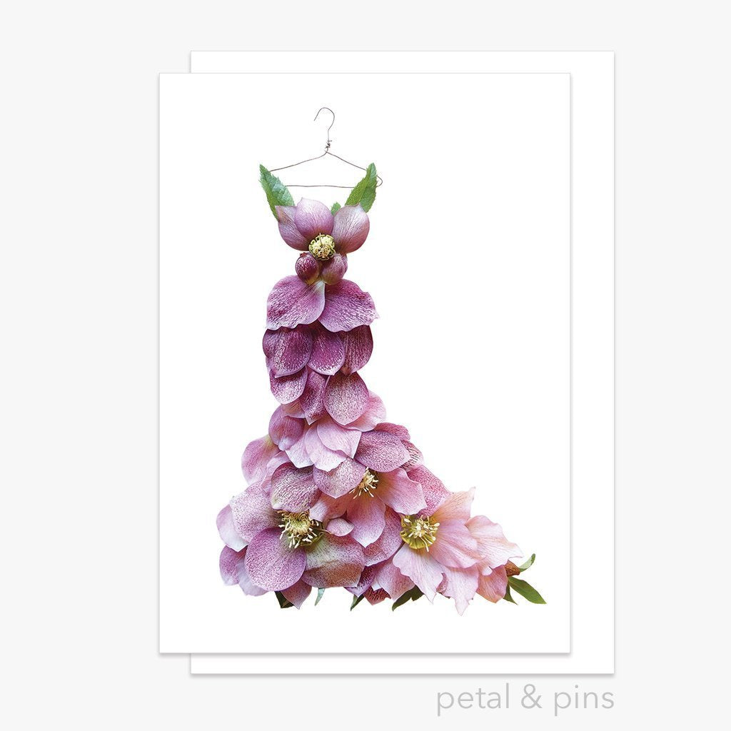 Pink Hellebore Dress greeting card