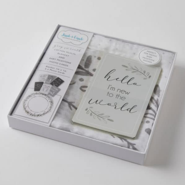 Grey Wreath Milestone Muslin gift box